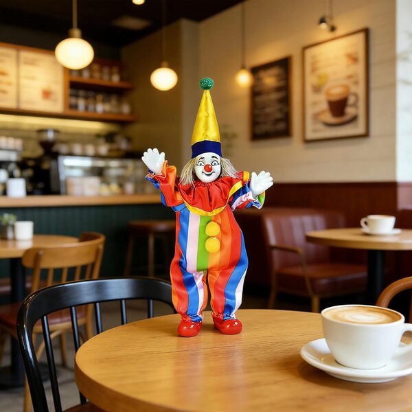Bambola Clown in Ceramica Western Design 20,3 cm - Decorazione da Collezione Artigianale