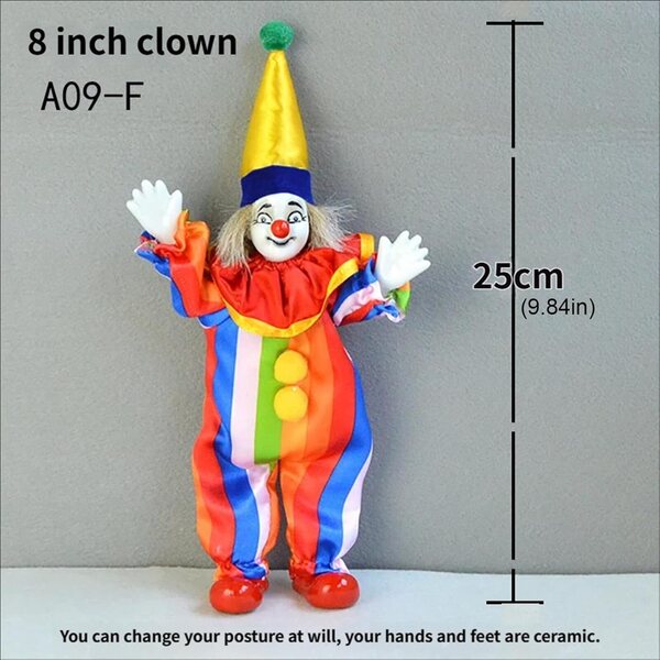 Bambola Clown in Ceramica Western Design 20,3 cm - Decorazione da Collezione Artigianale