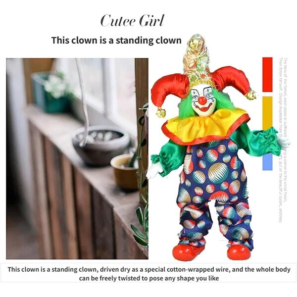 Bambola Clown in Ceramica Western Design 20,3 cm - Decorazione da Collezione Artigianale