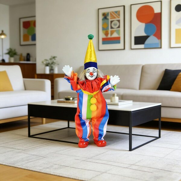 Bambola Clown in Ceramica Western Design 20,3 cm - Decorazione da Collezione Artigianale