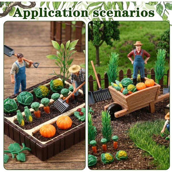 Set mini attrezzi da giardino in resina per casa delle bambole e diorami 25 pezzi