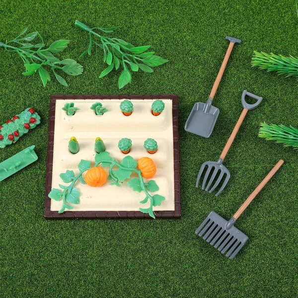 Set mini attrezzi da giardino in resina per casa delle bambole e diorami 25 pezzi