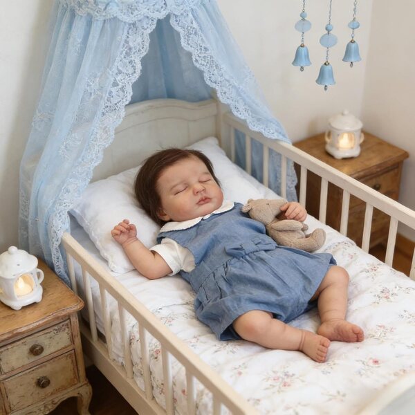 Bambola Realistica Bambina 50 cm in Silicone Vinile Morbido Corpo Snodabile