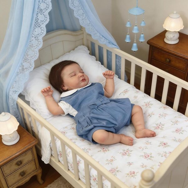 Bambola Realistica Bambina 50 cm in Silicone Vinile Morbido Corpo Snodabile