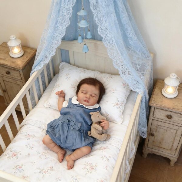 Bambola Realistica Bambina 50 cm in Silicone Vinile Morbido Corpo Snodabile