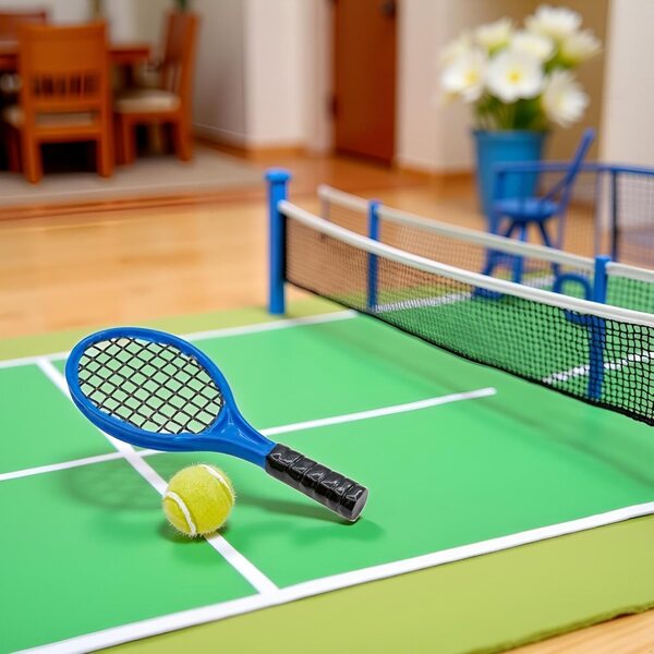 Miniatur-Tennisschläger für Puppenhaus, realistische Sportdekoration