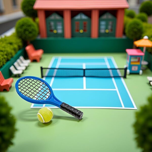 Miniatur-Tennisschläger für Puppenhaus, realistische Sportdekoration