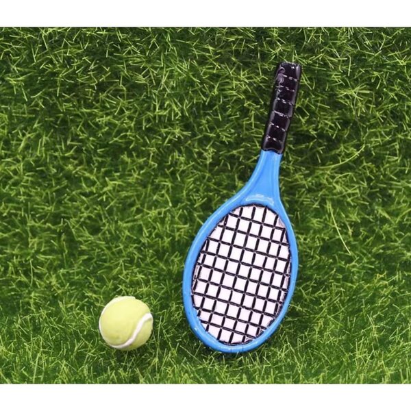 Miniatur-Tennisschläger für Puppenhaus, realistische Sportdekoration