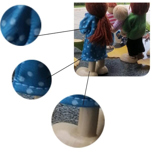 Puppenhaus-Figuren aus Holz – 8 Stück, flexible Familie für Rollenspiele