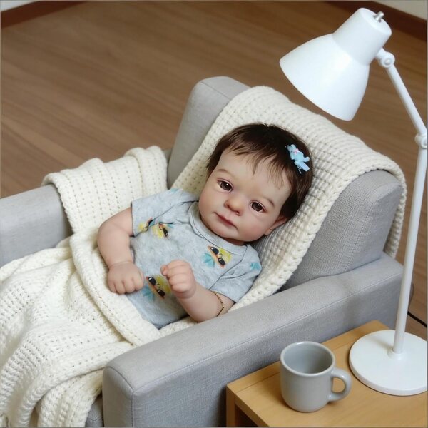 Bambola Reborn in Vinile 48 cm Realistica, Corpo Snodabile e Accessori Completi