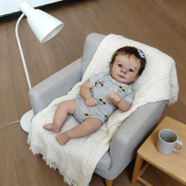 Bambola Reborn in Vinile 48 cm Realistica, Corpo Snodabile e Accessori Completi