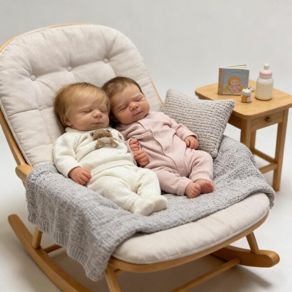 Twins Reborn Baby Dolls 45 cm in vinile realistico con accessori inclusi - ROSHUAN