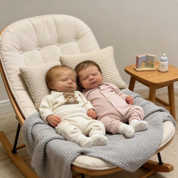 Twins Reborn Baby Dolls 45 cm in vinile realistico con accessori inclusi - ROSHUAN