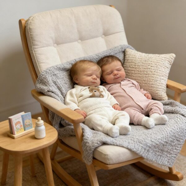 Twins Reborn Baby Dolls 45 cm in vinile realistico con accessori inclusi - ROSHUAN