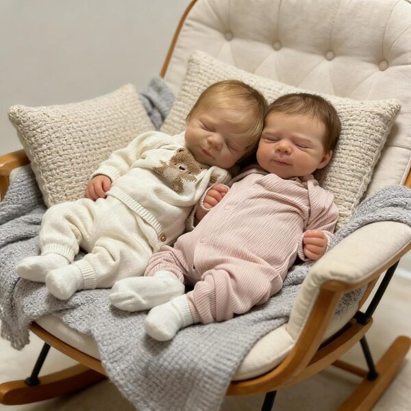 Twins Reborn Baby Dolls 45 cm in vinile realistico con accessori inclusi - ROSHUAN