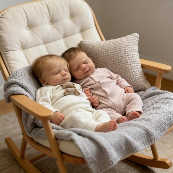 Twins Reborn Baby Dolls 45 cm in vinile realistico con accessori inclusi - ROSHUAN