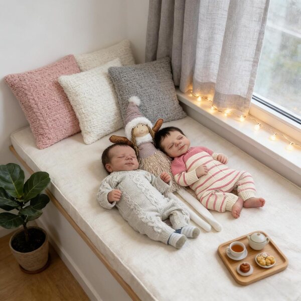 Twins Reborn-Puppe 45 cm aus realistischem Vinyl mit komplettem Zubehör