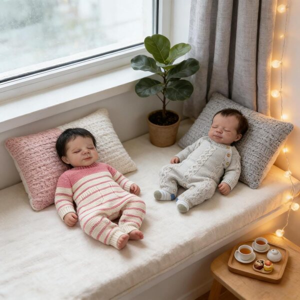 Twins Reborn-Puppe 45 cm aus realistischem Vinyl mit komplettem Zubehör