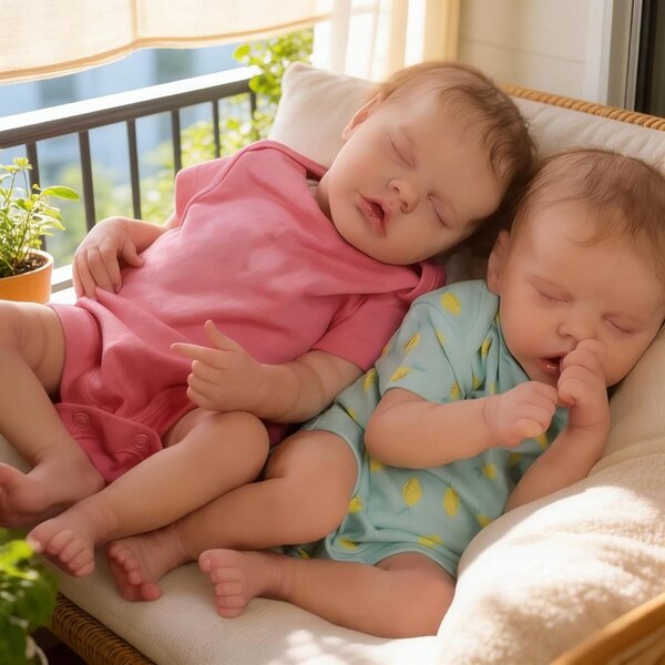 Δίδυμα Reborn Realistic Dolls 45 cm σε βινύλιο με πλήρη αξεσουάρ, ιδέα για δώρο
