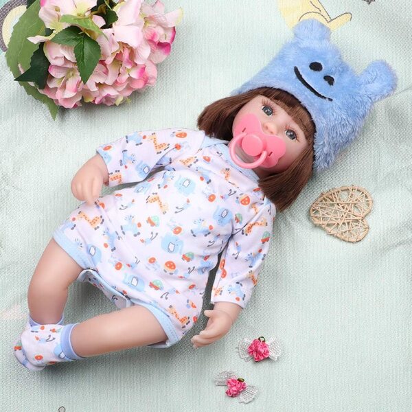 Cryfokt 42 cm realistische wiedergeborene Babypuppe mit Kleidung, Mütze und Windeln
