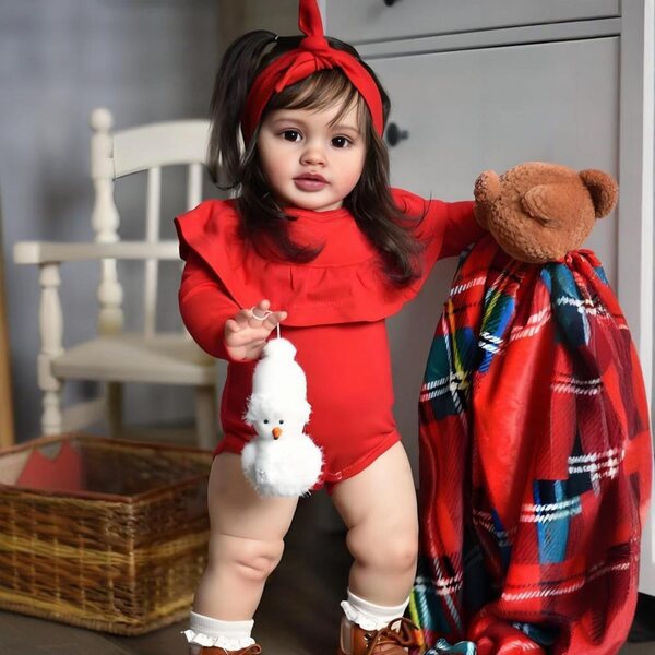 Bambola Reborn Pippa 66 cm Realistica con Corpo Morbido, Occhi Marroni e Accessori Completi