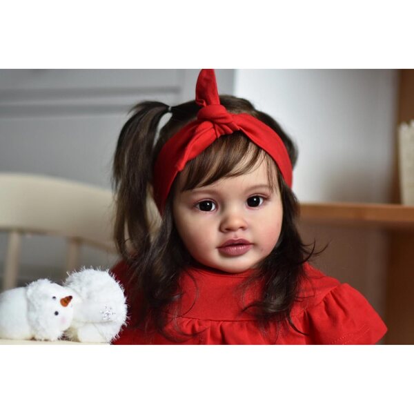 Bambola Reborn Pippa 66 cm Realistica con Corpo Morbido, Occhi Marroni e Accessori Completi