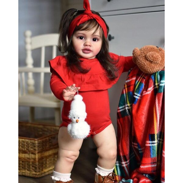 Bambola Reborn Pippa 66 cm Realistica con Corpo Morbido, Occhi Marroni e Accessori Completi