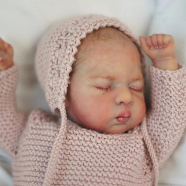 Bambola Reborn in Vinile 26 cm con Occhi Chiusi, Realistica e Morbida, Bambina Luca