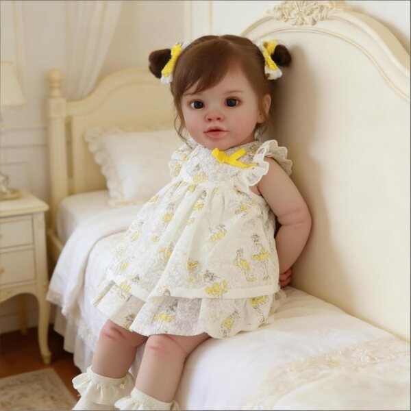 Bambola Reborn 66 cm Realistica con Corpo Morbido e Accessori Completi