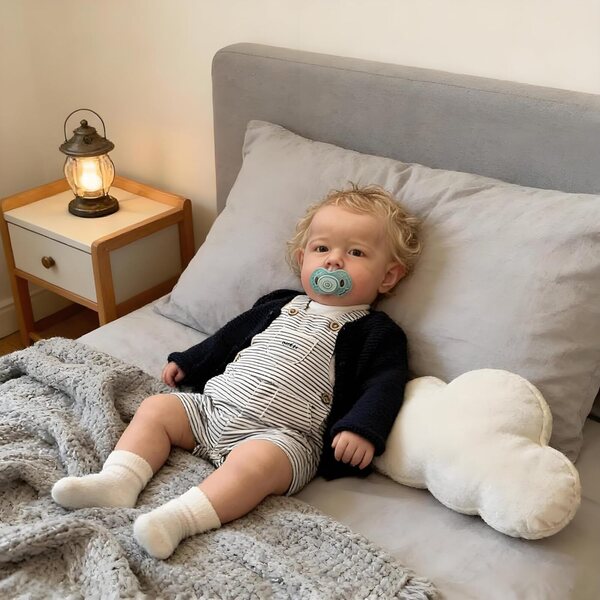 Bambola Reborn Liam 50 cm in Vinile Corpo Intero con Accessori e Capelli Biondi