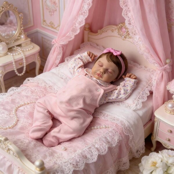 Bambola Realistica Reborn in Silicone 50 cm con Accessori Completi - Bambina Dormiente