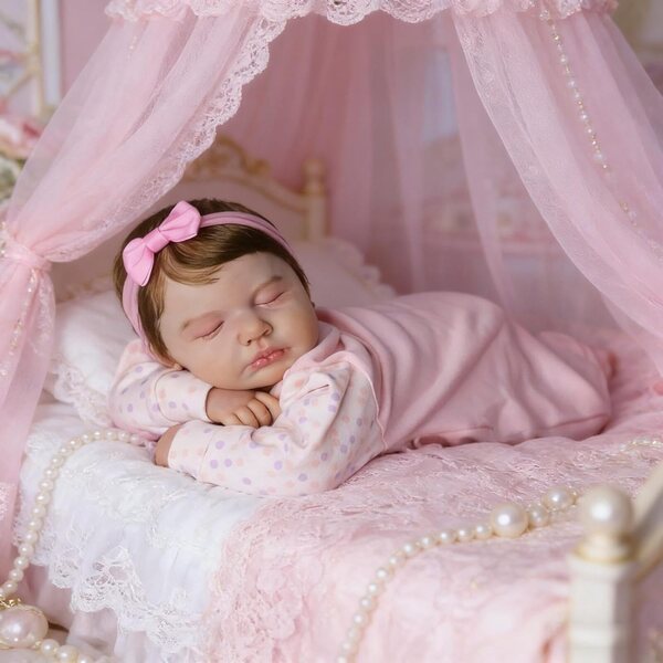 Bambola Realistica Reborn in Silicone 50 cm con Accessori Completi - Bambina Dormiente