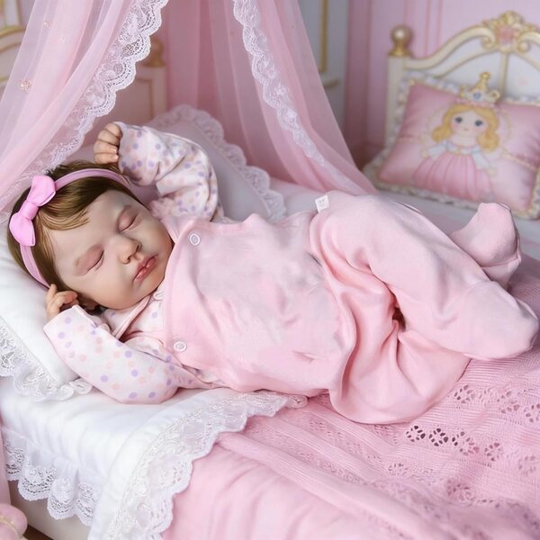 Bambola Realistica Reborn in Silicone 50 cm con Accessori Completi - Bambina Dormiente