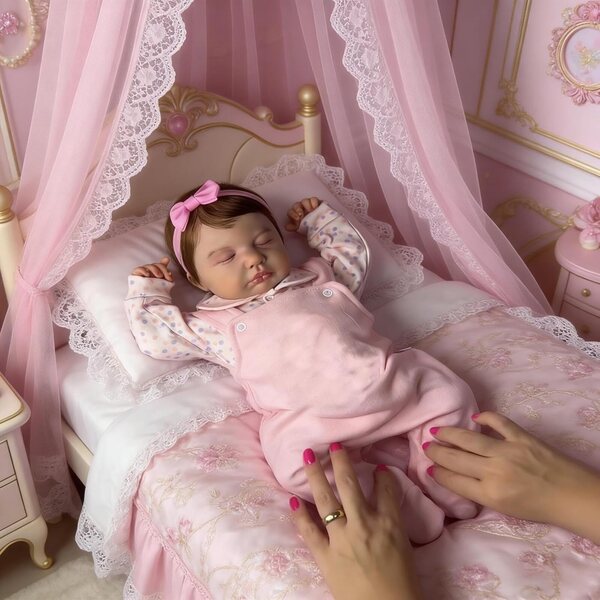 Bambola Realistica Reborn in Silicone 50 cm con Accessori Completi - Bambina Dormiente