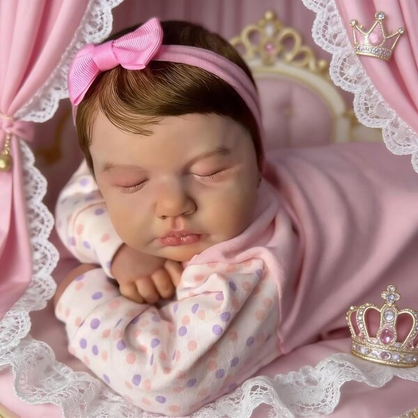Bambola Realistica Reborn in Silicone 50 cm con Accessori Completi - Bambina Dormiente