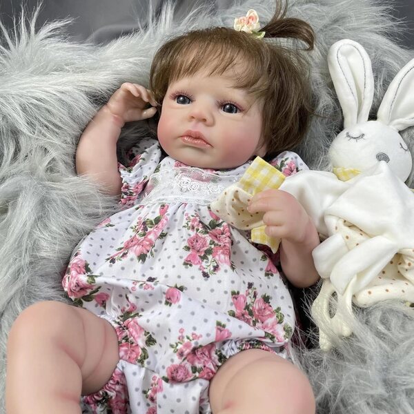 Bambola Reborn Realistica Louou in Silicone 50 cm con Accessori Completi ROSHUAN