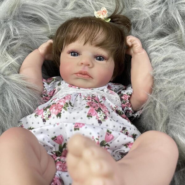 Bambola Reborn Realistica Louou in Silicone 50 cm con Accessori Completi ROSHUAN