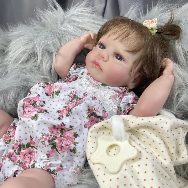 Bambola Reborn Realistica Louou in Silicone 50 cm con Accessori Completi ROSHUAN