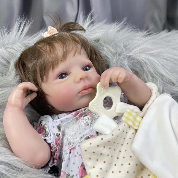 Bambola Reborn Realistica Louou in Silicone 50 cm con Accessori Completi ROSHUAN
