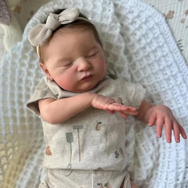 Bambola Reborn Laura 50 cm in vinile morbido corpo intero, bambola neonato realistica