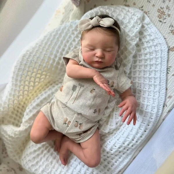 Bambola Reborn Laura 50 cm in vinile morbido corpo intero, bambola neonato realistica