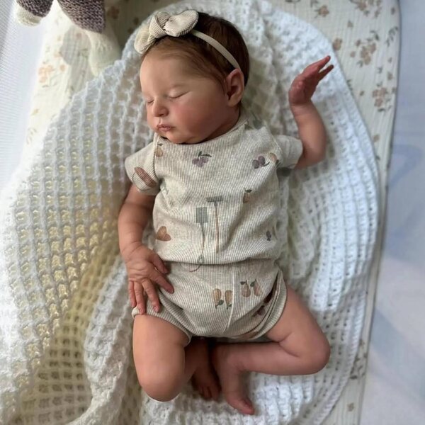 Bambola Reborn Laura 50 cm in vinile morbido corpo intero, bambola neonato realistica