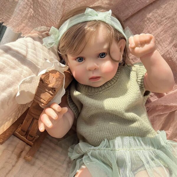 Bambola Reborn Silicone 50 cm Bambina Realistica con Accessori e Vestito