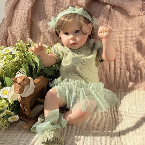 Bambola Reborn Silicone 50 cm Bambina Realistica con Accessori e Vestito