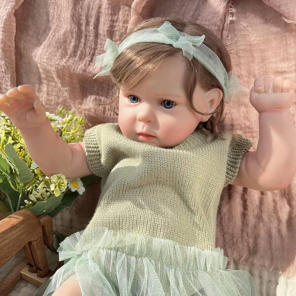 Bambola Reborn Silicone 50 cm Bambina Realistica con Accessori e Vestito