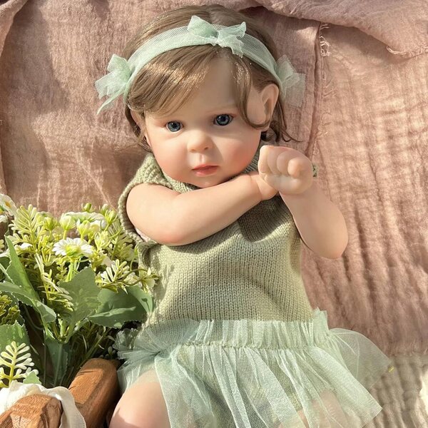 Bambola Reborn Silicone 50 cm Bambina Realistica con Accessori e Vestito