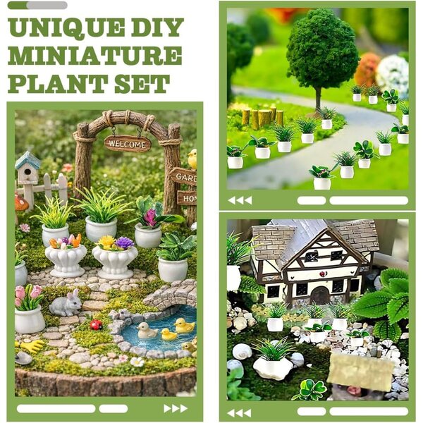 Set 8 Piante Miniatura per Casa delle Bambole Bonsai e Fiori Artificiali Decorativi