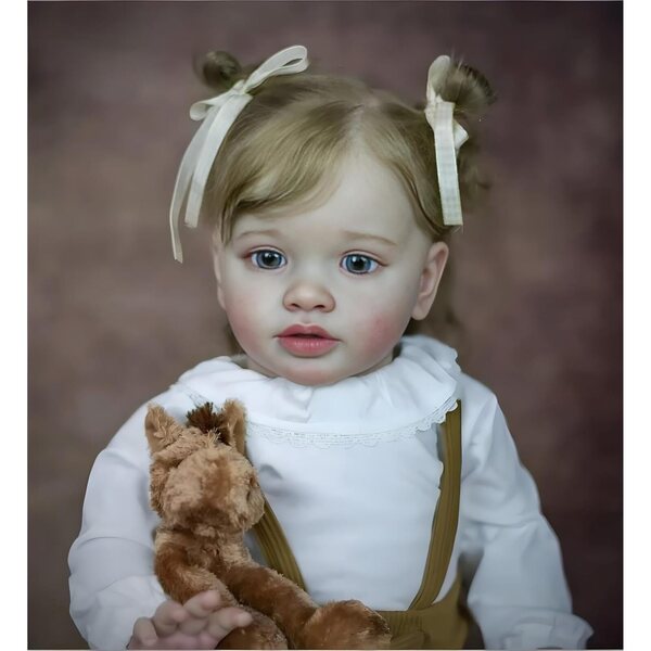 Realistische wiedergeborene Puppe 66 cm mit Kleid, Schnuller und Magnetflasche ROSHUAN