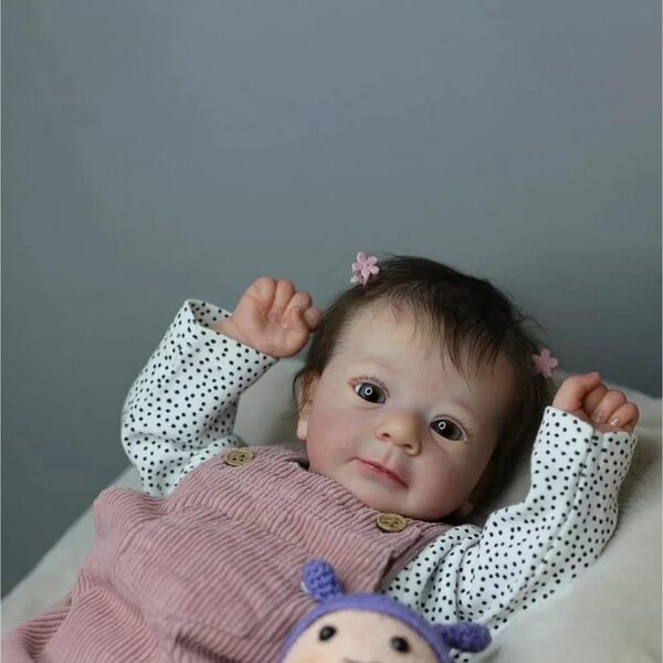 Reborn-Puppe 48 cm mit Vinyl-Gliedmaßen und Stoffkörper, realistisches Neugeborenes ROSHUAN