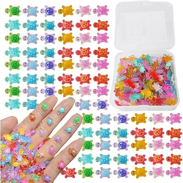 200 Mini Tartarughe in Resina Luminose per Decorazioni Fai Da Te e Acquari